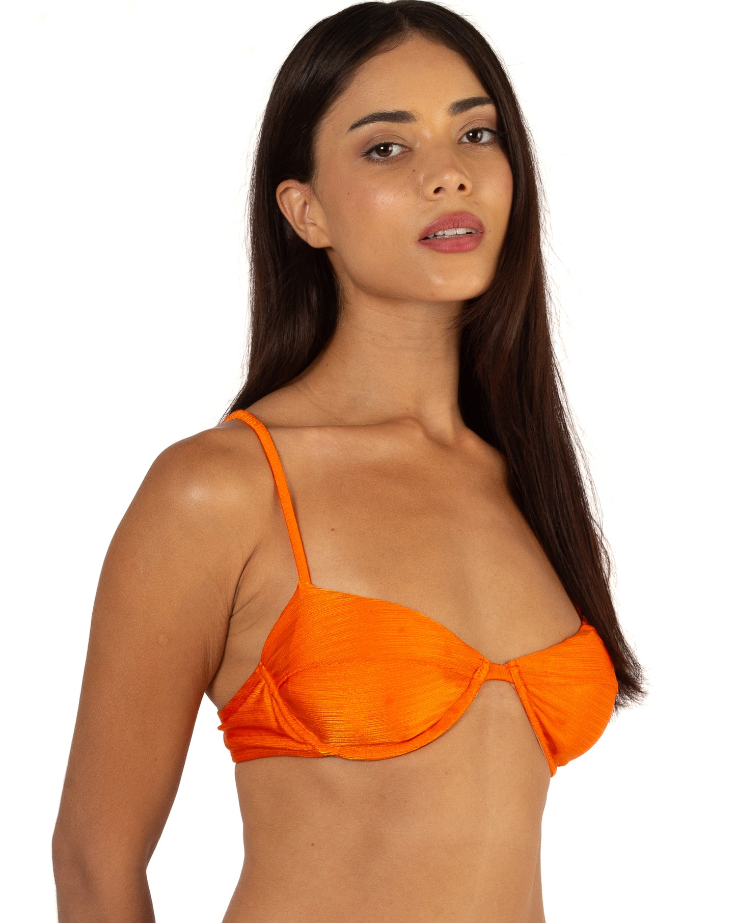 Orange Bikini Half Cup Intense Delta Wing Double Thread Panties