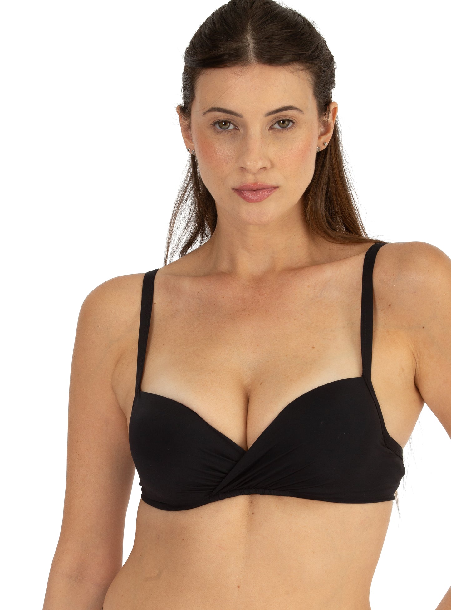 Black Bikini Draped Crossover Set