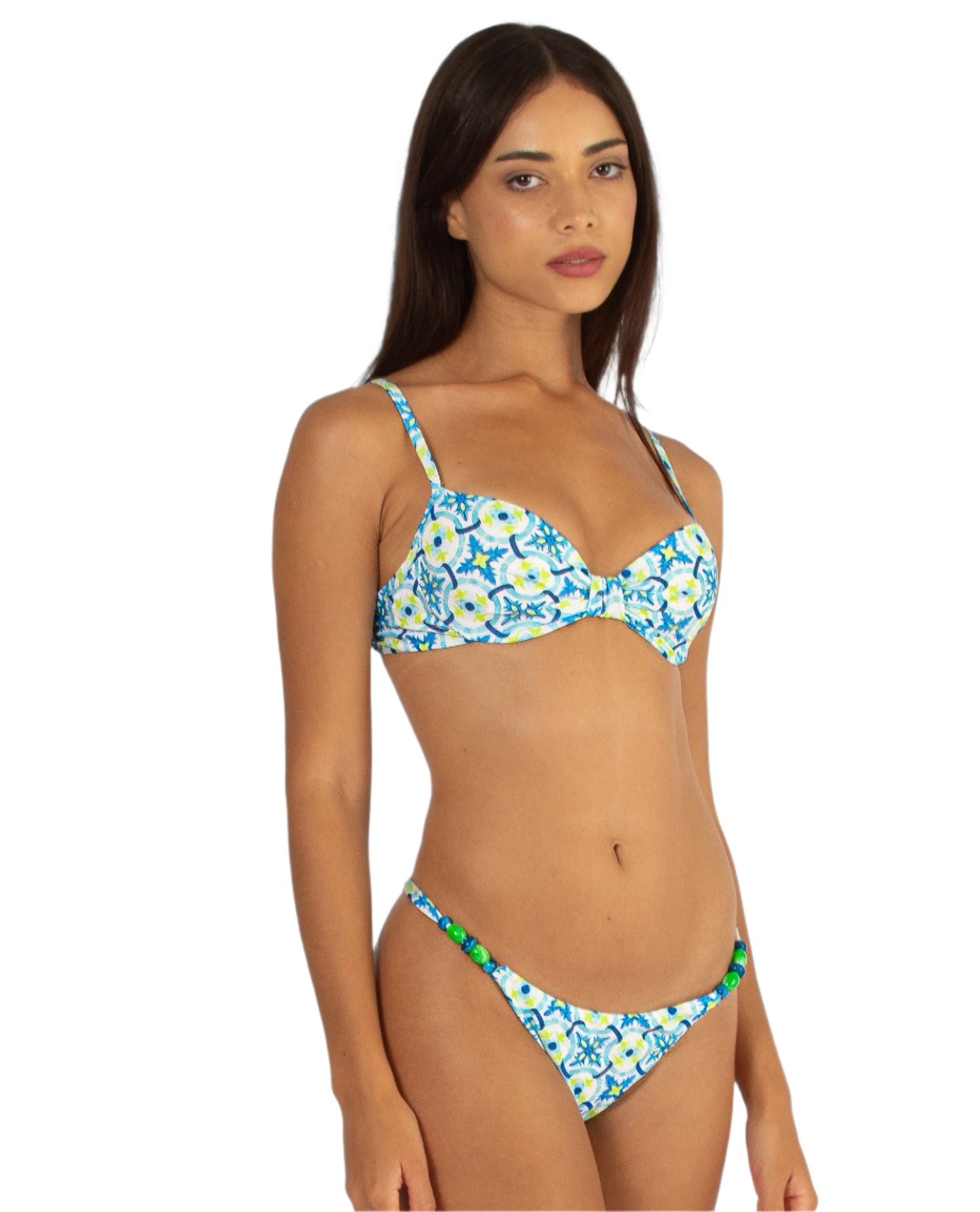 Top Draped Half Cup with Fixed Tile Cup